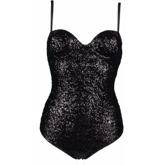 NWT Sonata Dance Wear Coco Bodysuit Sequins Fancy in Black Size XS - Picture 1 of 7